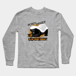 Honey Badger Meme, dark text Long Sleeve T-Shirt